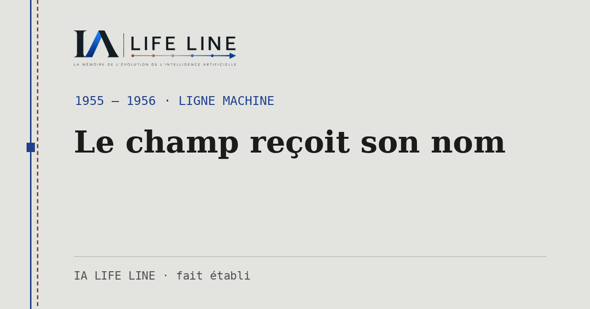 Carte de partage : Le champ reçoit son nom — 1955 — 1956 · IA LIFE LINE