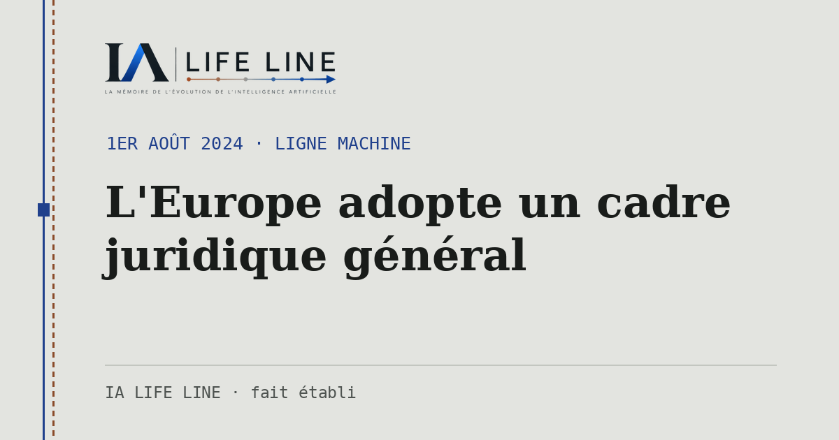 Carte de partage : L'Europe adopte un cadre juridique général — 1er août 2024 · IA LIFE LINE