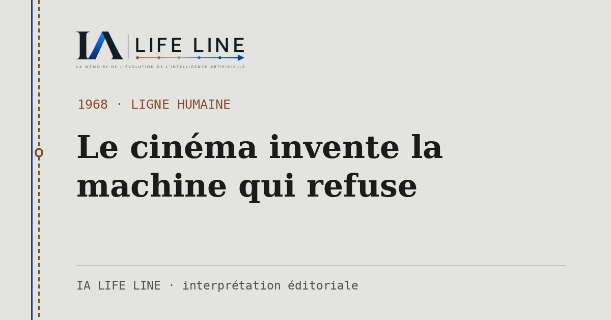 Carte de partage : Le cinéma invente la machine qui refuse — 1968 · IA LIFE LINE