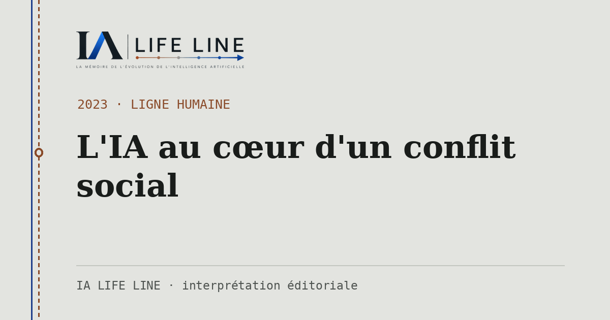 Carte de partage : L'IA au cœur d'un conflit social — 2023 · IA LIFE LINE