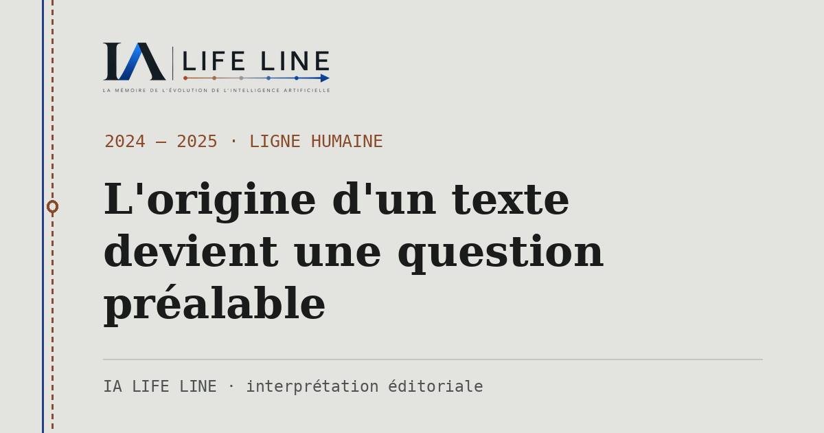 Carte de partage : L'origine d'un texte devient une question préalable — 2024 — 2025 · IA LIFE LINE