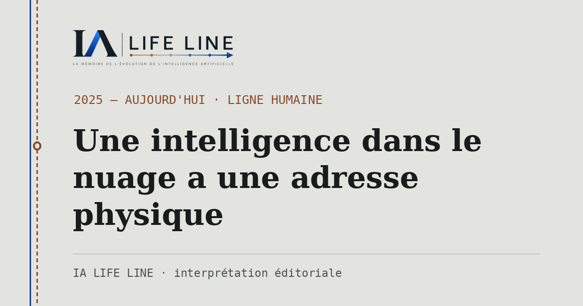 Carte de partage : Une intelligence dans le nuage a une adresse physique — 2025 — aujourd'hui · IA LIFE LINE